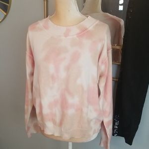 Anthropologie Cotton 7 Days A Week Peach Fuzz Tyedye Sweater Sz.M Long Sleeve